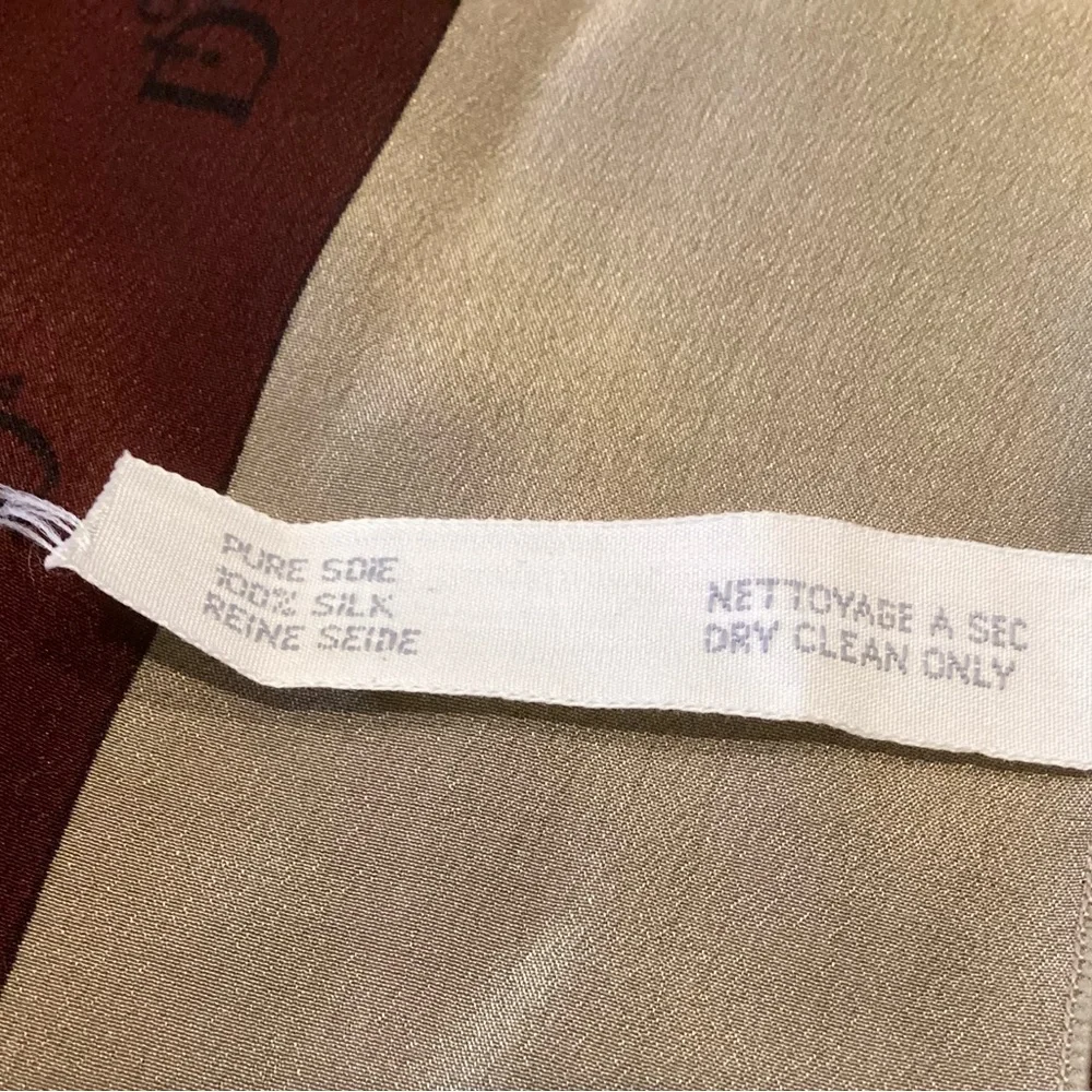 Dior Burgundy and Cream Logo Silk Scarf